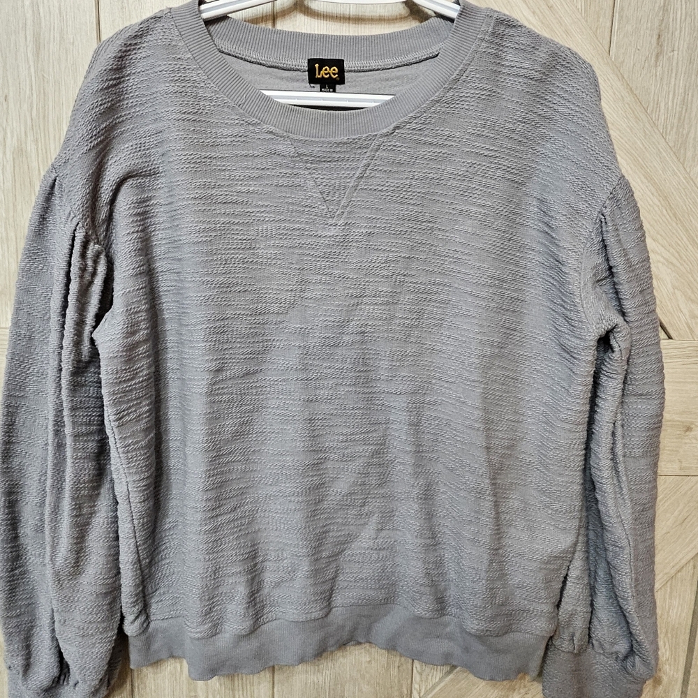 Lee Women’s Gray Textured Pullover Sweatshirt - Size Large